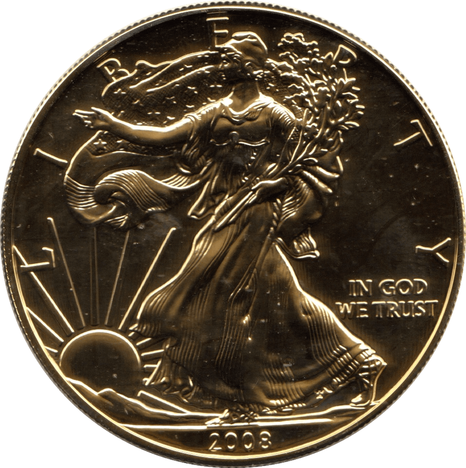 2008 AMERICAN EAGLE GOLD GILT SILVER DOLLAR USA - SILVER WORLD COINS - Cambridgeshire Coins