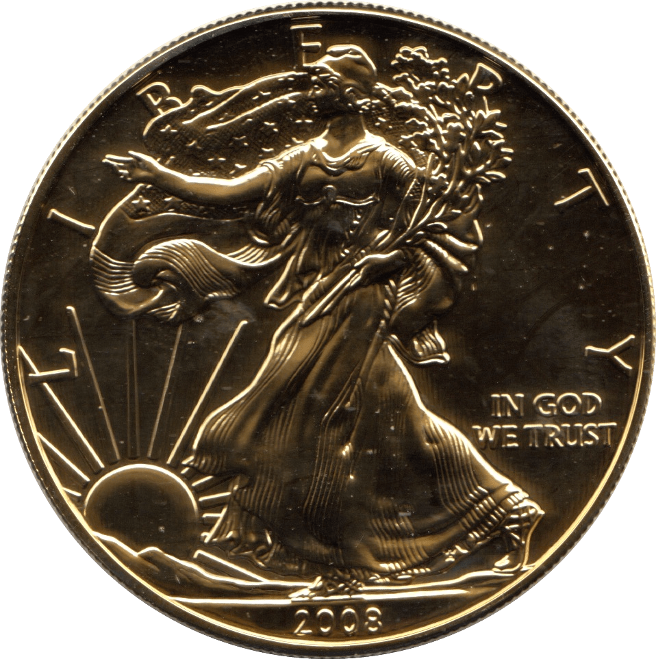 2008 AMERICAN EAGLE GOLD GILT SILVER DOLLAR USA - SILVER WORLD COINS - Cambridgeshire Coins