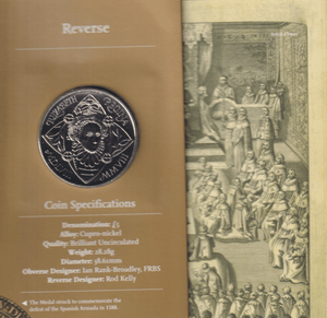 2008 BRILLIANT UNCIRCULATED £5 COIN PRESENTATION PACK 450TH ANNIVERSARY OF ELIZABETH I - £5 BU PACK - Cambridgeshire Coins