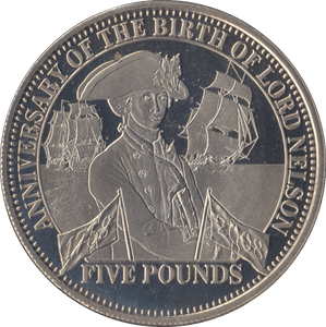 2008 BRILLIANT UNCIRCULATED BIRTH OF LORD NELSON 5 POUNDS TRISTAN DA CUNHA - WORLD COINS - Cambridgeshire Coins