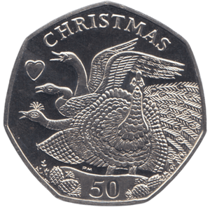 2008 CHRISTMAS 50P FOUR CALLING BIRD ISLE OF MAN ( BUNC ) - 50P REGIONAL ISSUES - Cambridgeshire Coins