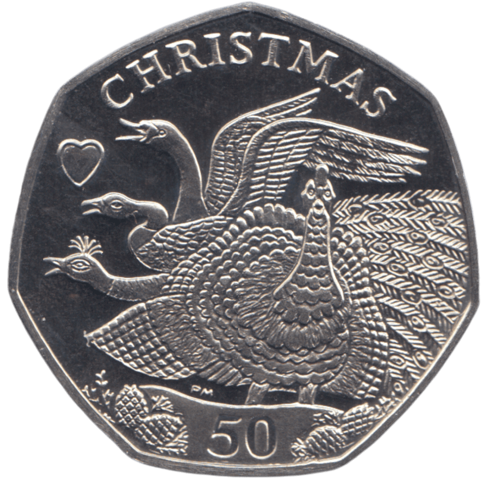 2008 CHRISTMAS 50P FOUR CALLING BIRD ISLE OF MAN ( BUNC ) - 50P REGIONAL ISSUES - Cambridgeshire Coins