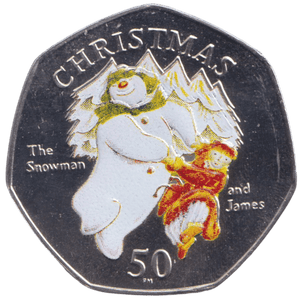 2008 CHRISTMAS 50P SNOWMAN & JAMES COLOURISED ISLE OF MAN ( BUNC ) - 50P REGIONAL ISSUES - Cambridgeshire Coins