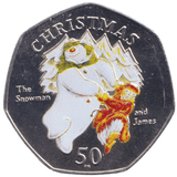 2008 CHRISTMAS 50P SNOWMAN & JAMES COLOURISED ISLE OF MAN ( BUNC ) - 50P REGIONAL ISSUES - Cambridgeshire Coins
