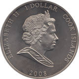 2008 ONE DOLLAR COOK ISLANDS F440 - WORLD COINS - Cambridgeshire Coins