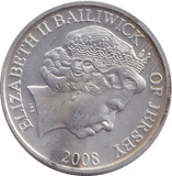 2008 SILVER FIVE POUND BAILIWICK OF JERSEY - SILVER WORLD COINS - Cambridgeshire Coins