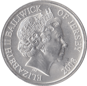 2008 SILVER FIVE POUNDS JERSEY - SILVER WORLD COINS - Cambridgeshire Coins