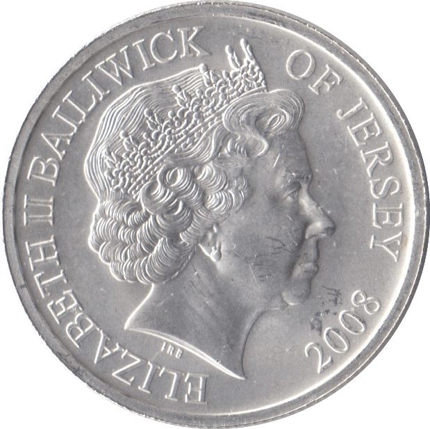 2008 SILVER FIVE POUNDS JERSEY - SILVER WORLD COINS - Cambridgeshire Coins