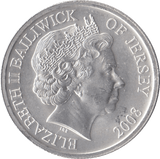 2008 SILVER FIVE POUNDS JERSEY - SILVER WORLD COINS - Cambridgeshire Coins
