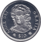 2008 SILVER PROOF 10 DOLLAR QUEEN ANNE - SILVER WORLD COINS - Cambridgeshire Coins