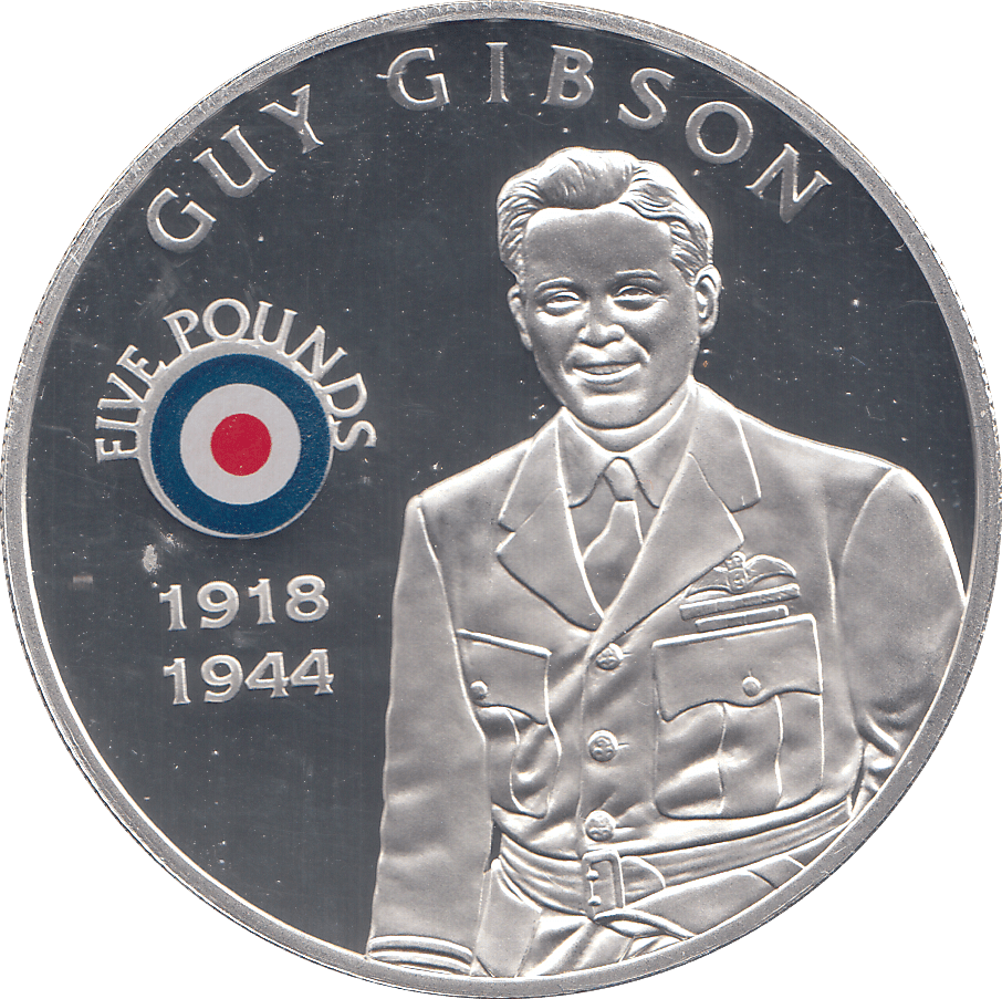 2008 SILVER PROOF £5 GUY GIBSON - SILVER WORLD COINS - Cambridgeshire Coins