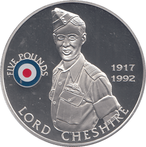 2008 SILVER PROOF £5 LORD CHESHIRE - SILVER WORLD COINS - Cambridgeshire Coins
