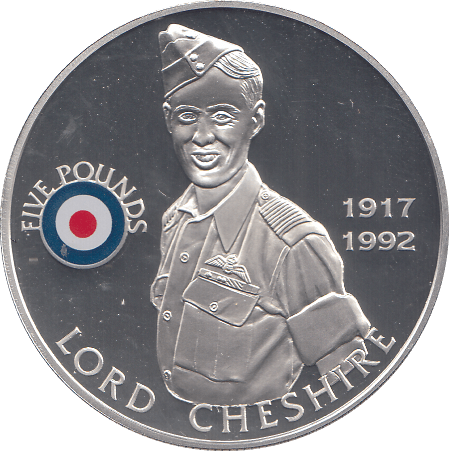 2008 SILVER PROOF £5 LORD CHESHIRE - SILVER WORLD COINS - Cambridgeshire Coins