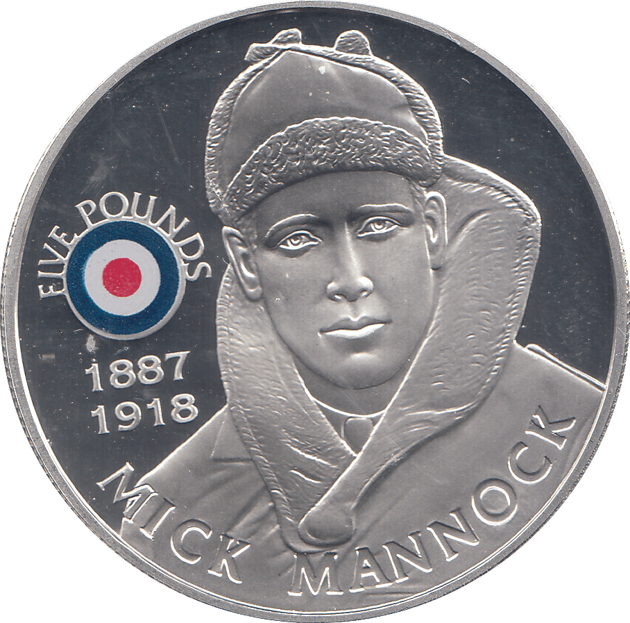 2008 SILVER PROOF £5 MICK MANNOCK - SILVER WORLD COINS - Cambridgeshire Coins