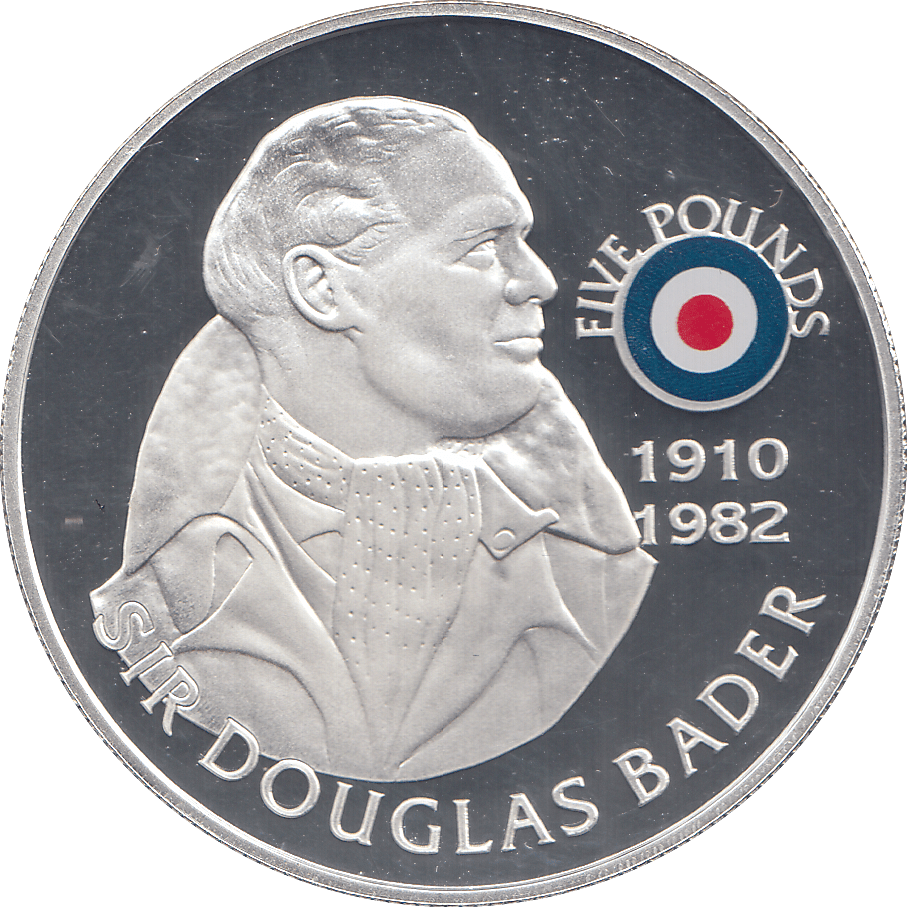 2008 SILVER PROOF £5 SIR DOUGLAS BADER - SILVER WORLD COINS - Cambridgeshire Coins