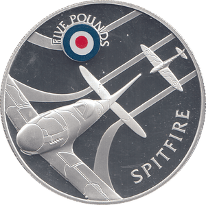 2008 SILVER PROOF £5 SPITFIRE - SILVER WORLD COINS - Cambridgeshire Coins