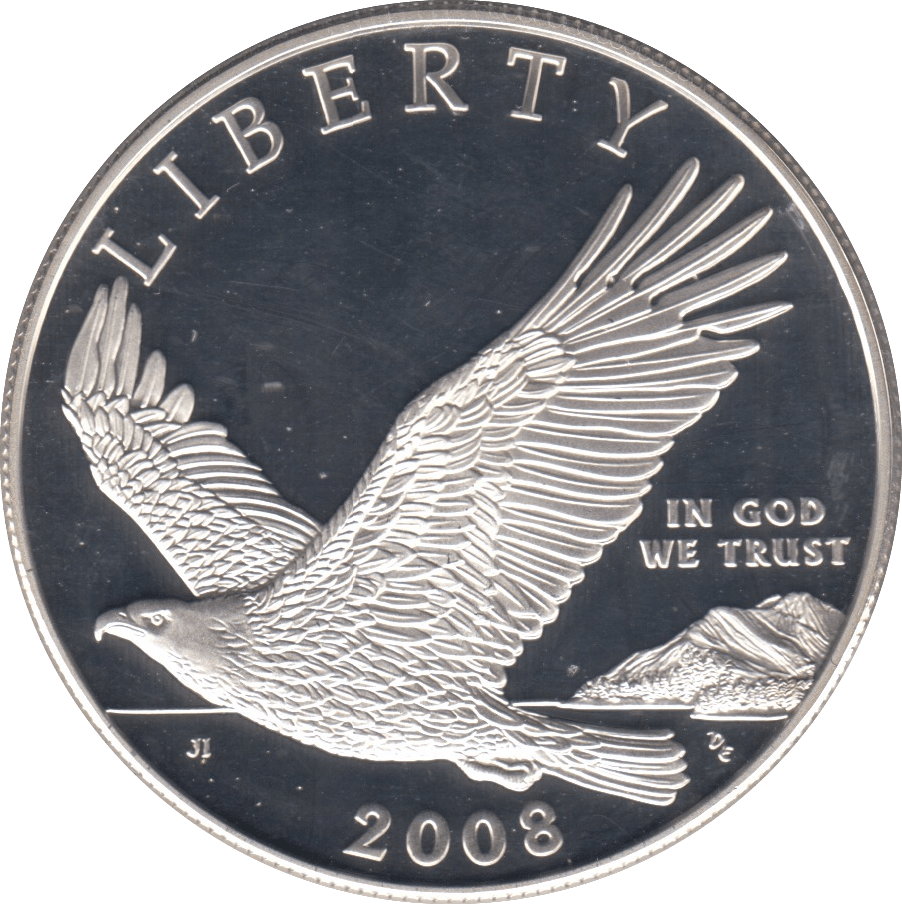2008 SILVER PROOF BALD EAGLE COMMEMORATIVE DOLLAR USA - SILVER WORLD COINS - Cambridgeshire Coins