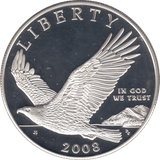 2008 SILVER PROOF BALD EAGLE COMMEMORATIVE DOLLAR USA - SILVER WORLD COINS - Cambridgeshire Coins