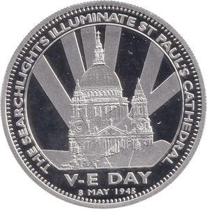 2008 SILVER PROOF CROWN - V - E DAY - SILVER WORLD COINS - Cambridgeshire Coins