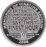 2008 SILVER PROOF CROWN - V - E DAY - SILVER WORLD COINS - Cambridgeshire Coins