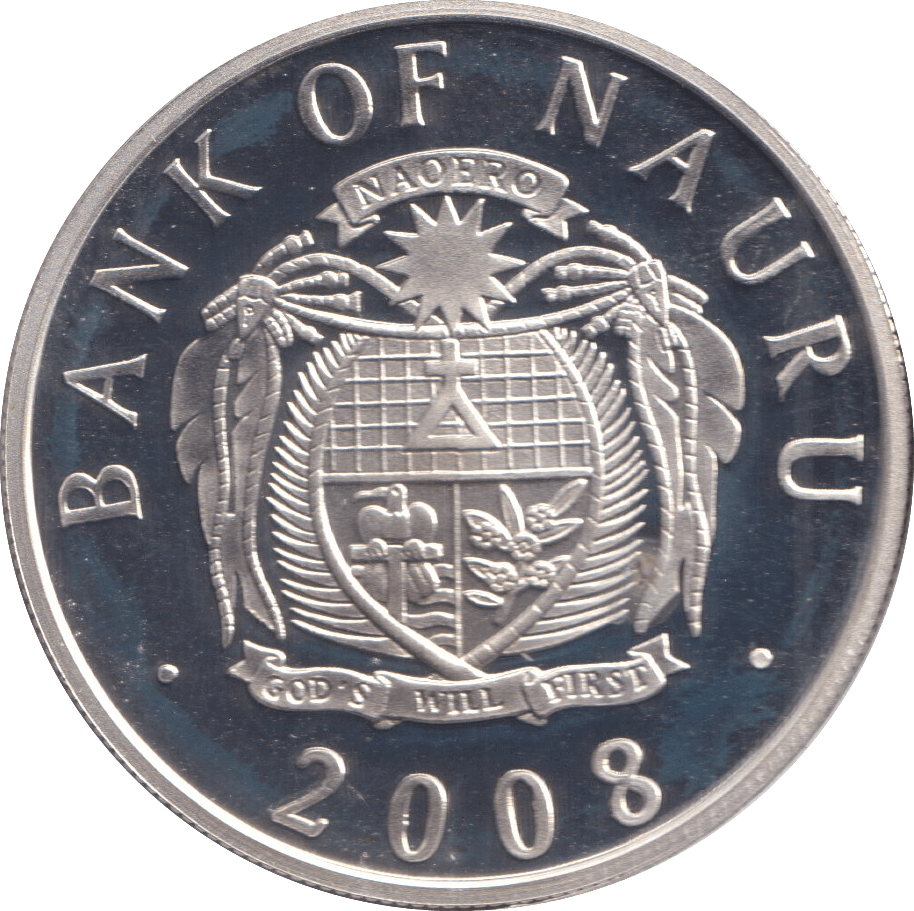 2008 SILVER PROOF FIVE DOLLARS NAURU - SILVER WORLD COINS - Cambridgeshire Coins