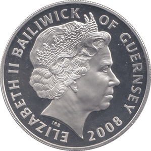 2008 SILVER PROOF FIVE POUNDS GUERNSEY - SILVER WORLD COINS - Cambridgeshire Coins