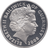 2008 SILVER PROOF FIVE POUNDS GUERNSEY - SILVER WORLD COINS - Cambridgeshire Coins