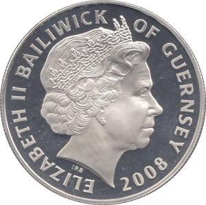 2008 SILVER PROOF FIVE POUNDS GUERNSEY - SILVER WORLD COINS - Cambridgeshire Coins