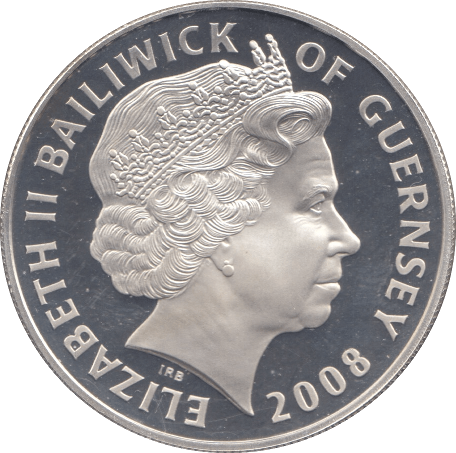 2008 SILVER PROOF FIVE POUNDS GUERNSEY - SILVER WORLD COINS - Cambridgeshire Coins