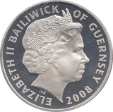 2008 SILVER PROOF FIVE POUNDS GUERNSEY - SILVER WORLD COINS - Cambridgeshire Coins