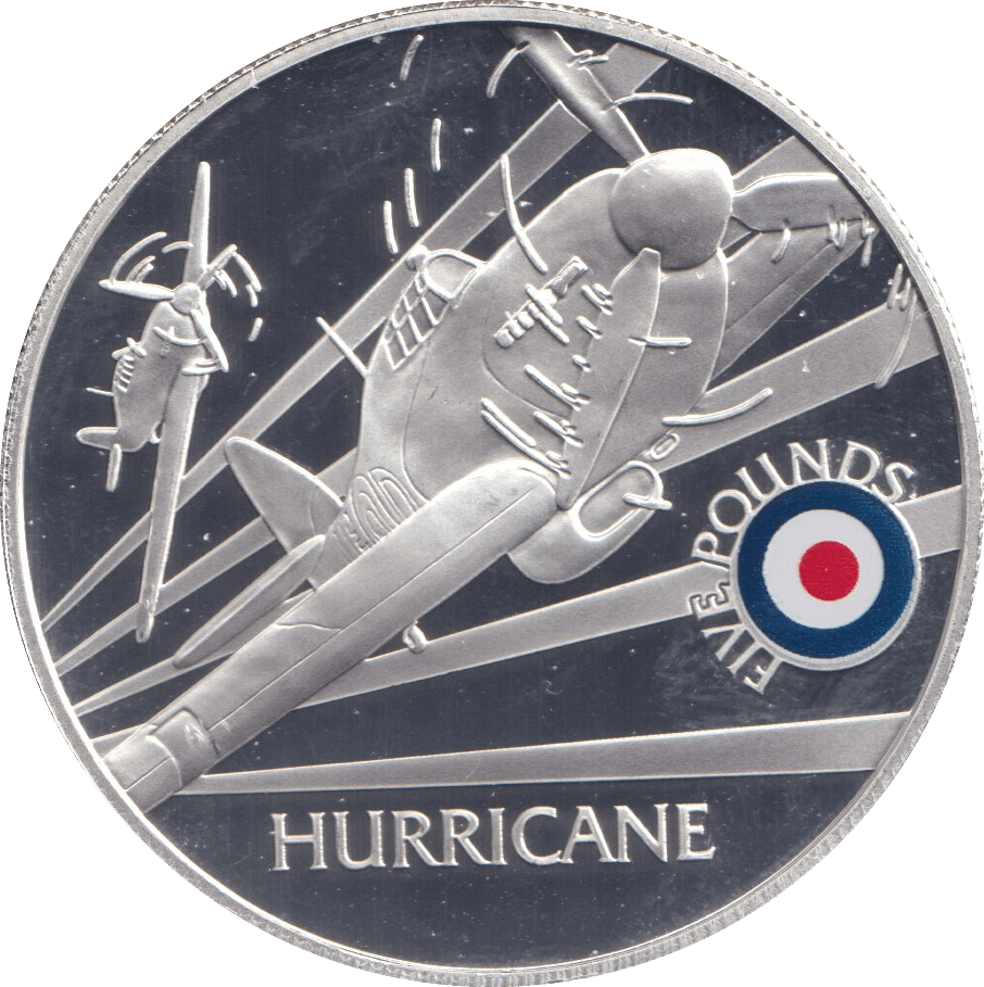 2008 SILVER PROOF HISTORY OF THE RAF FIVE POUNDS ST HELENA HURRICANE - SILVER WORLD COINS - Cambridgeshire Coins