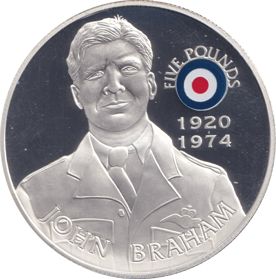2008 SILVER PROOF HISTORY OF THE RAF FIVE POUNDS ST HELENA JOHN BRAHAM - SILVER WORLD COINS - Cambridgeshire Coins