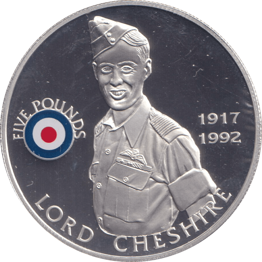 2008 SILVER PROOF HISTORY OF THE RAF FIVE POUNDS ST HELENA LORD CHESHIRE - SILVER WORLD COINS - Cambridgeshire Coins
