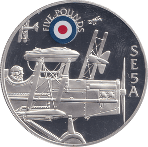 2008 SILVER PROOF HISTORY OF THE RAF FIVE POUNDS ST HELENA SE5A - SILVER WORLD COINS - Cambridgeshire Coins