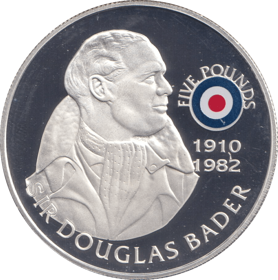 2008 SILVER PROOF HISTORY OF THE RAF FIVE POUNDS ST HELENA SIR DOUGLAS BADER - SILVER WORLD COINS - Cambridgeshire Coins