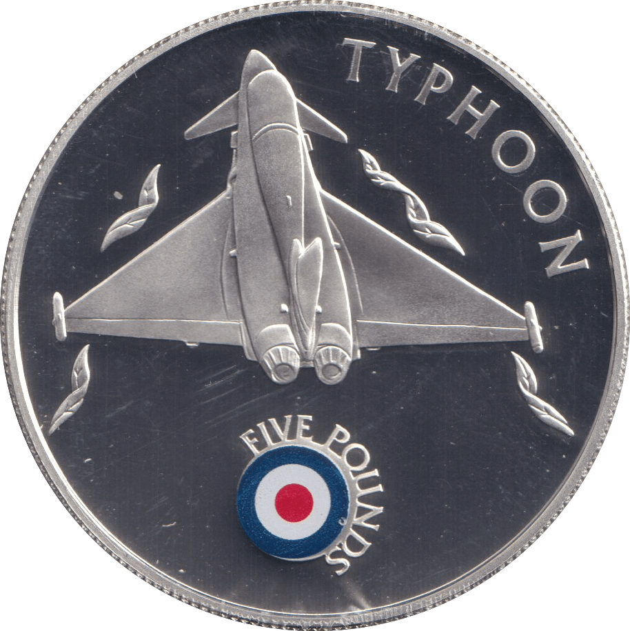 2008 SILVER PROOF HISTORY OF THE RAF FIVE POUNDS ST HELENA TYPHOON - SILVER WORLD COINS - Cambridgeshire Coins