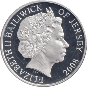 2008 SILVER PROOF R.J. MITCHELL FIVE POUNDS JERSEY - SILVER WORLD COINS - Cambridgeshire Coins
