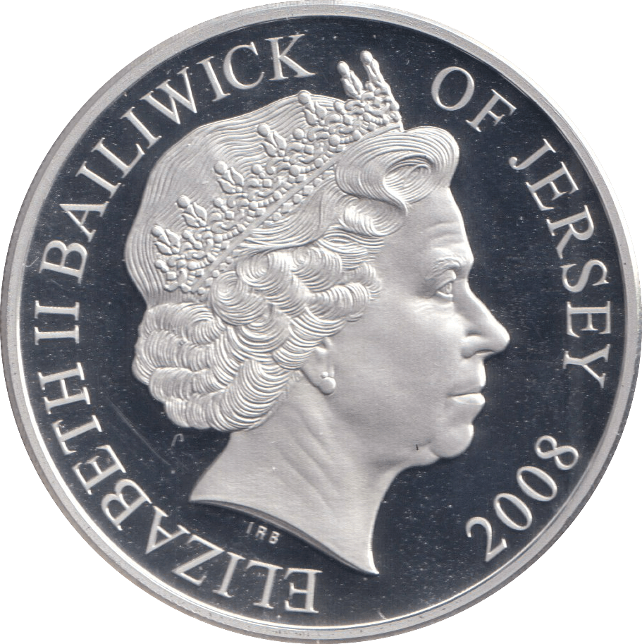 2008 SILVER PROOF R.J. MITCHELL FIVE POUNDS JERSEY - SILVER WORLD COINS - Cambridgeshire Coins