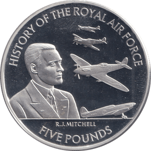 2008 SILVER PROOF R.J. MITCHELL FIVE POUNDS JERSEY - SILVER WORLD COINS - Cambridgeshire Coins