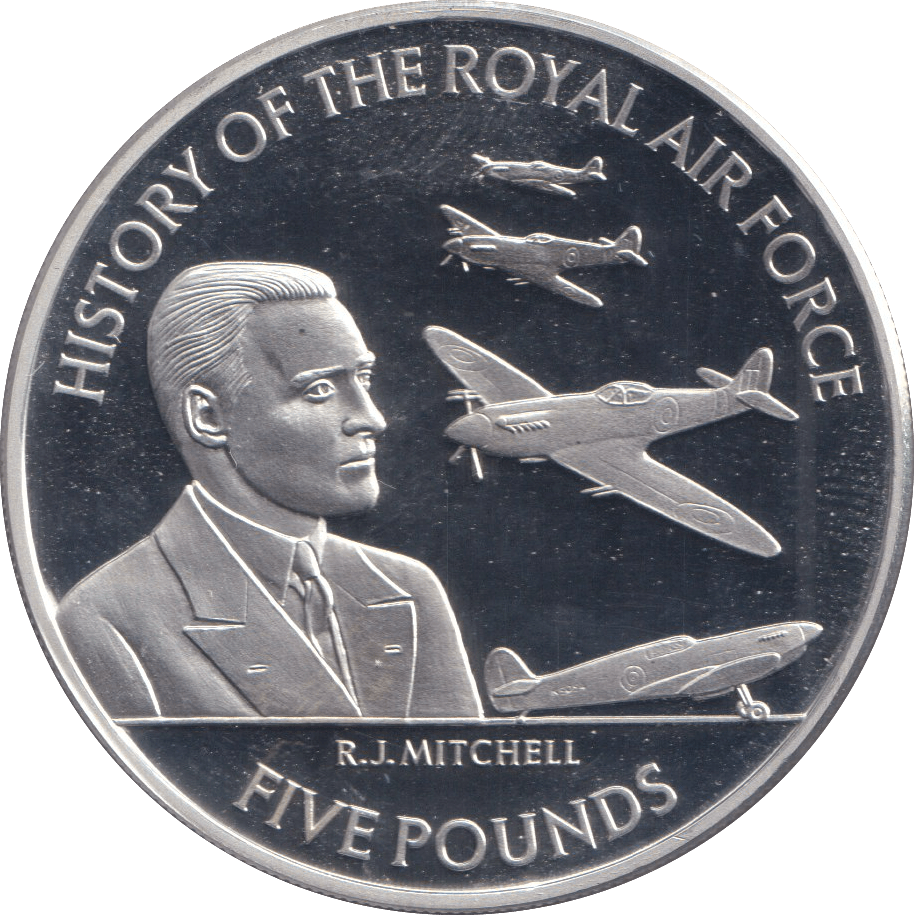 2008 SILVER PROOF R.J. MITCHELL FIVE POUNDS JERSEY - SILVER WORLD COINS - Cambridgeshire Coins