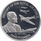 2008 SILVER PROOF R.J. MITCHELL FIVE POUNDS JERSEY - SILVER WORLD COINS - Cambridgeshire Coins