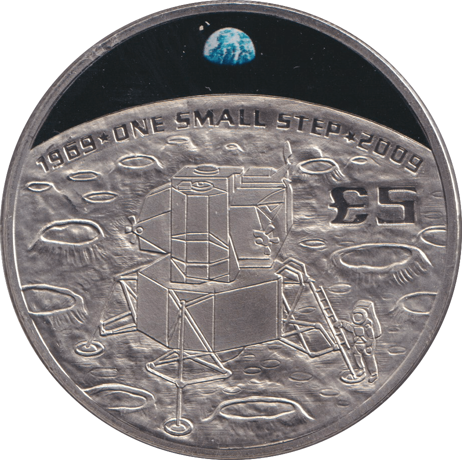 2009 BRILLIANT UNCIRCULATED FIVE POUNDS - ONE SMALL STEP - WORLD COINS - Cambridgeshire Coins