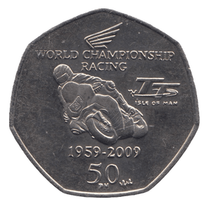 2009 BRILLIANT UNCIRCULATED TT FIFTY PENCE ISLE OF MAN - WORLD COINS - Cambridgeshire Coins
