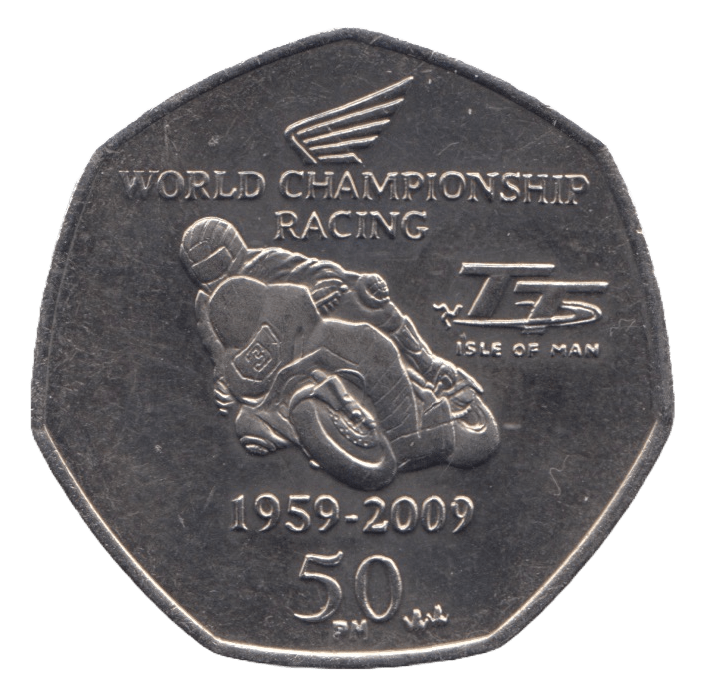 2009 BRILLIANT UNCIRCULATED TT FIFTY PENCE ISLE OF MAN - WORLD COINS - Cambridgeshire Coins