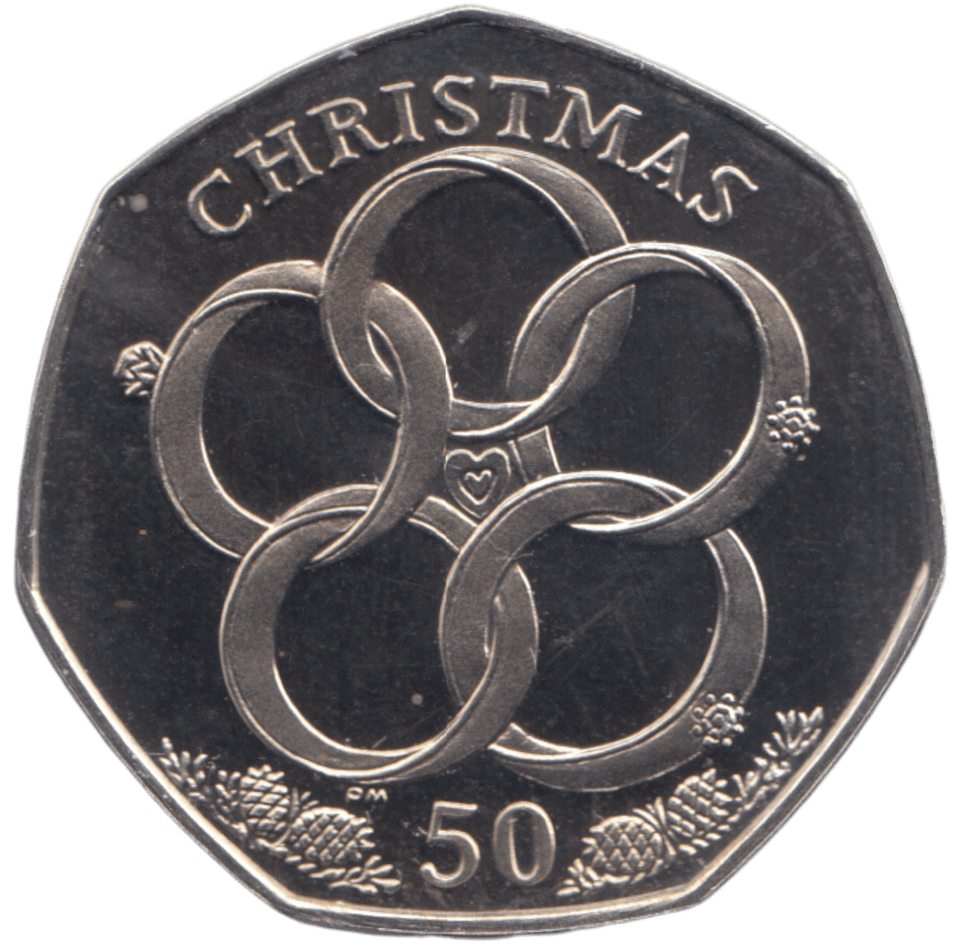 2009 CHRISTMAS 50P FIVE GOLD RINGS ISLE OF MAN ( BUNC ) - 50P REGIONAL ISSUES - Cambridgeshire Coins