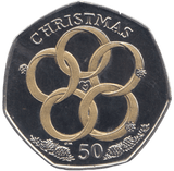 2009 COLOURED CHRISTMAS 50P FIVE GOLD RINGS ISLE OF MAN ( BUNC ) - 50P REGIONAL ISSUES - Cambridgeshire Coins