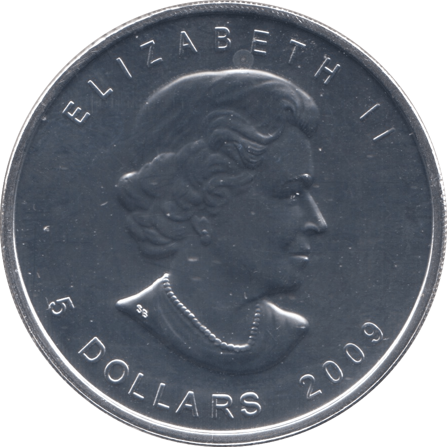 2009 FINE SILVER MAPLE FIVE DOLLAR CANADA - SILVER WORLD COINS - Cambridgeshire Coins