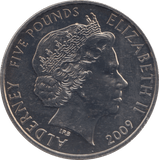 2009 FIVE POUNDS 50TH ANNIVERSARY OF THE FIRST MINI ALDERNEY - WORLD COINS - Cambridgeshire Coins