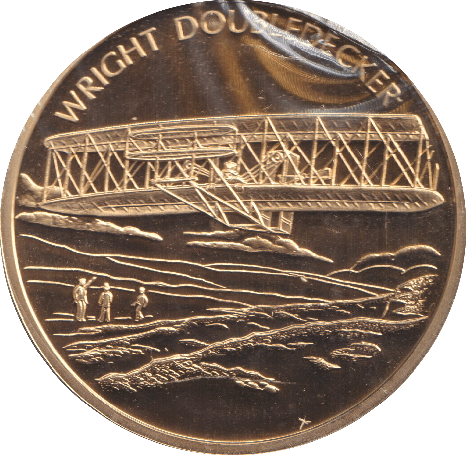 2009 HISTORY OF AVIATION MEDALLION WRIGHT DOUBLE DECKER - WORLD COINS - Cambridgeshire Coins