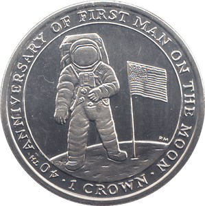 2009 ONE CROWN FIRST MAN ON THE MOON 40TH ANNIVERSARY - WORLD COINS - Cambridgeshire Coins